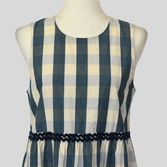 MADEWELL Women's Rickrack Cattail Tiered Dress in Gingham Check Blue Size S - Picture 5 of 11
